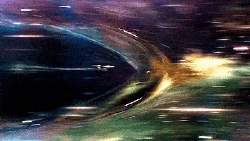 Imagens de vídeo em loop de uma nave estelar em uma bolha de dobra viajando em velocidade de dobra